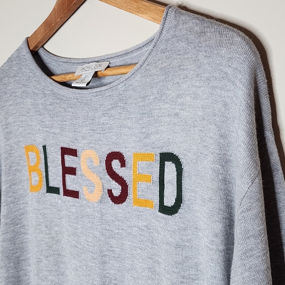 Cashmere Blend BLESSED Lightweight Sweater Large - Picture 4 of 7